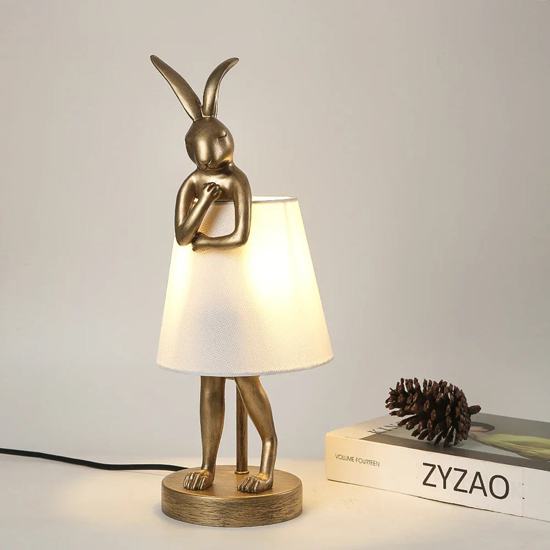 Afralia™ Retro Nordic Rabbit Table Lamp: Creative Resin LED Light for Living Room and Bedroom Decor