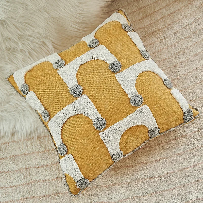 Afralia™ Geometric Tufted Plush Cushion Cover for Stylish Home Decor