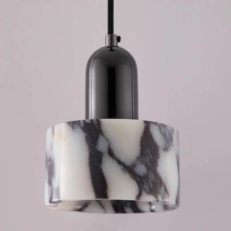 Afralia™ Luxury Black Iron LED Pendant Lights Stone Wire Adjustable Hang Lamp