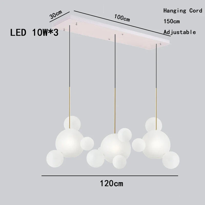 Afralia™ Round LED Glass Pendant Light, Modern White Bubble Lampshade for Home Ceiling Decor