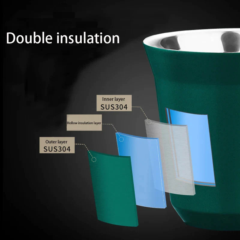 Afralia™ Double Walled Espresso Cups, Insulated Coffee Tumbler, Unbreakable Stainless Steel Cup