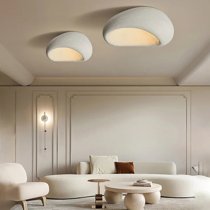 Afralia™ Cream Ceiling Chandelier Nordic Minimalist Wabi Sabi Style Bedroom Coffee Room Lights Fixtures