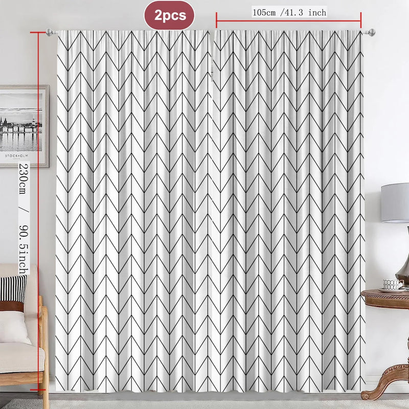 Geometric Triangular Lines Curtains by Afralia™ - Rod Pocket, for Kitchen, Coffee Shop, Living Room