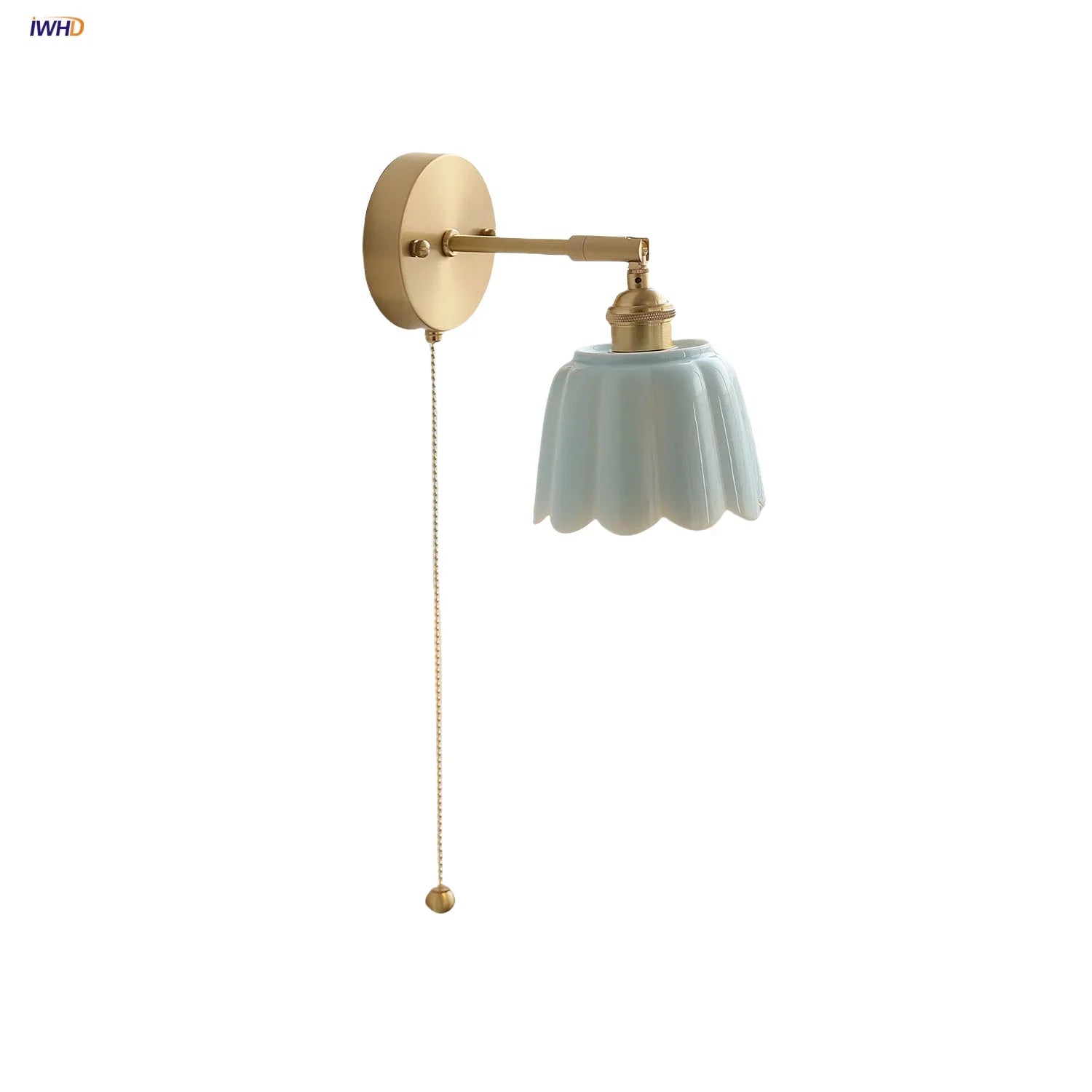 Afralia™ Copper Wall Light Fixture Bedroom Bedside Sconce White Ceramic Lamp
