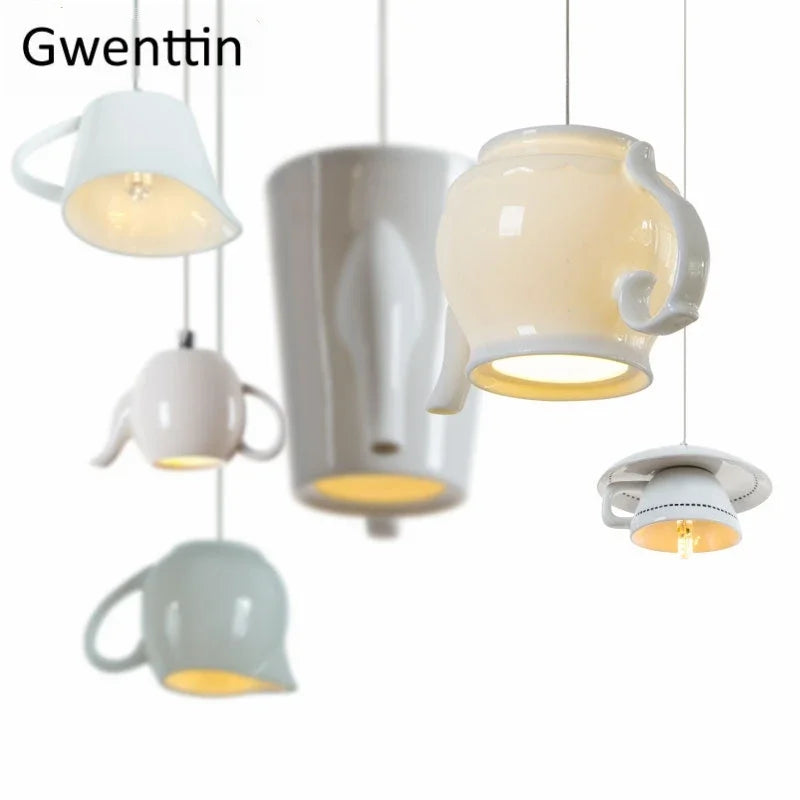 Afralia™ Ceramic LED Pendant Lights: Nordic Teapot Design for Modern Living and Kitchen.