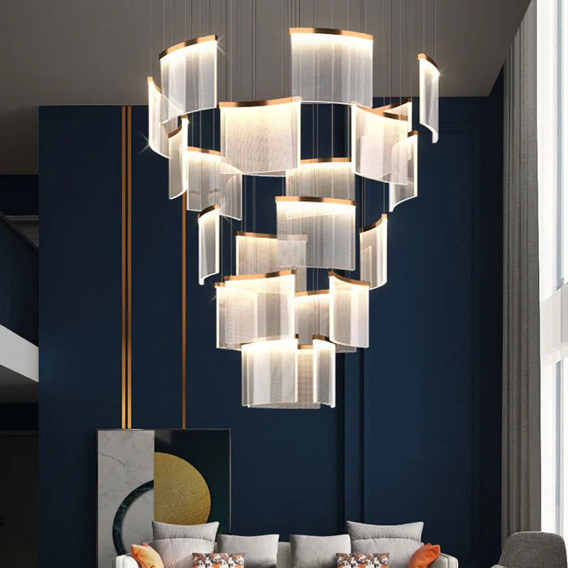 Afralia™ Luxury Large Chandelier for Modern Staircases, Living Rooms & High-Rise Lobbies