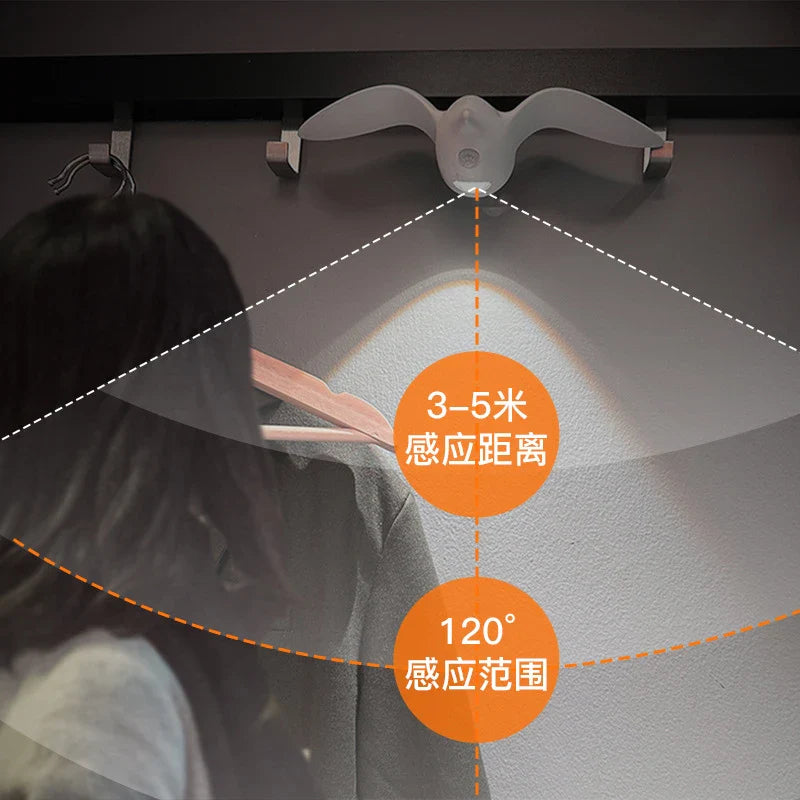 Afralia™ Seagull Motion Sensor Wall Light Rechargeable Waterproof Dimmable LED Night Light