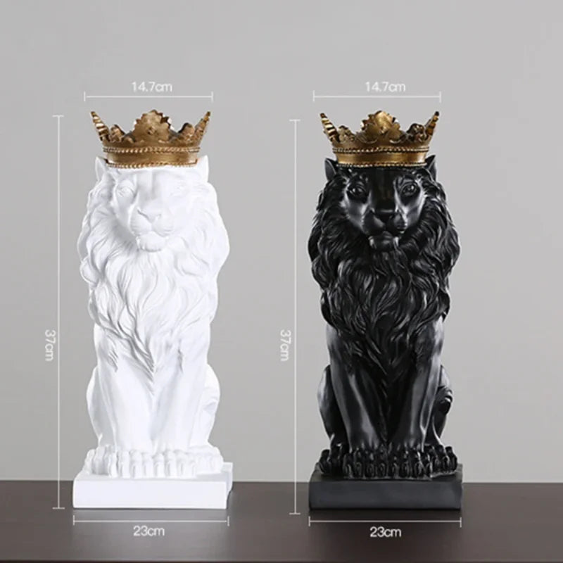 Resin Crown Lions Statue Handmade Artwork Gift Home Office Decor Living Room Afralia™