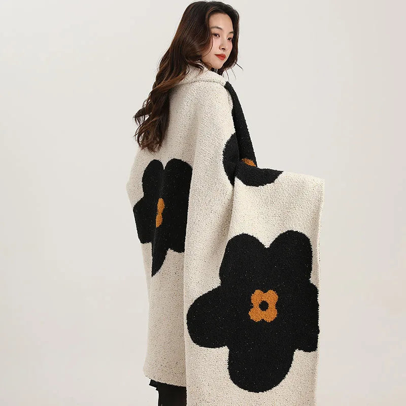 Afralia™ Sunflower Fleece Sofa Blanket: Luxe, Cozy Airplane Shawl & Bed Cover