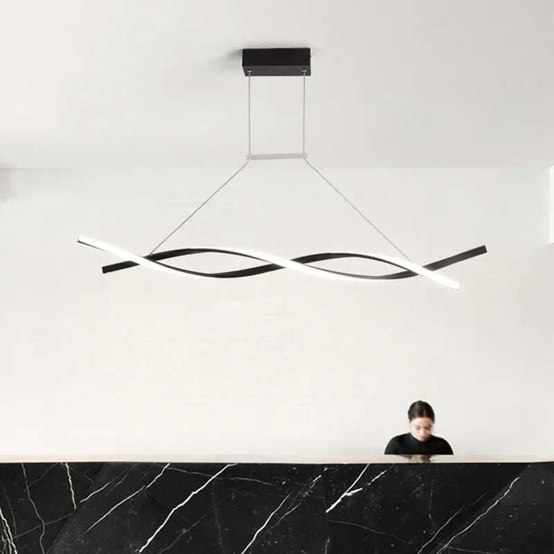 Afralia™ Wave LED Pendant Light for Office Kitchen Dining Bedroom Island Lighting