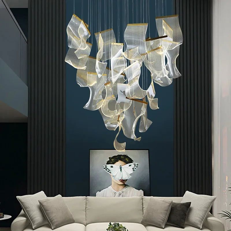 Afralia™ Modern Luxe Duplex Chandelier: Large Living Room Dining Hall Lighting