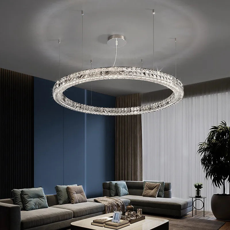 Afralia™ Crystal LED Chandelier: Modern Luxury Chrome Steel & Clear K9 Crystal Lighting