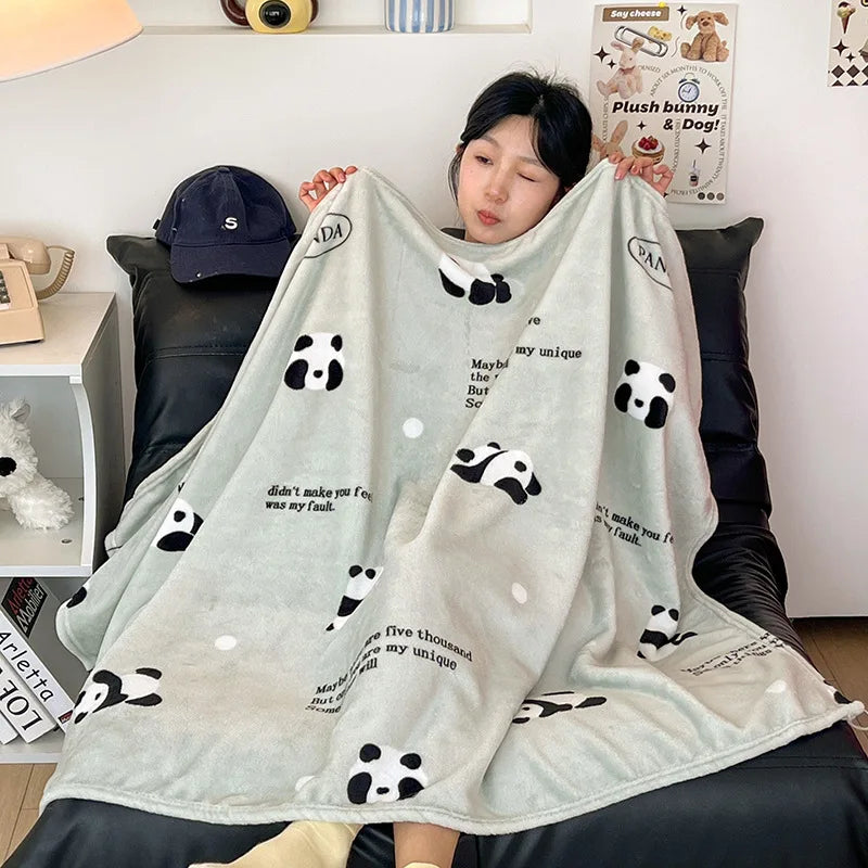 Afralia™ Double-Sided Thin Velvet Printed Blanket for Adults - Spring Autumn Bedding & Sofa Decor