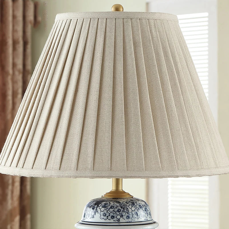 Afralia™ Blue Porcelain Table Lamp - Large Ceramic Lamp for Bedroom and Living Room