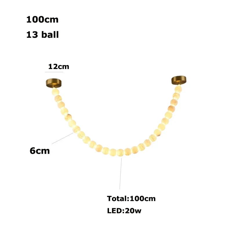 Afralia™ Alabaster Marble Gold LED Chandelier for Staircase-Foyer Decor