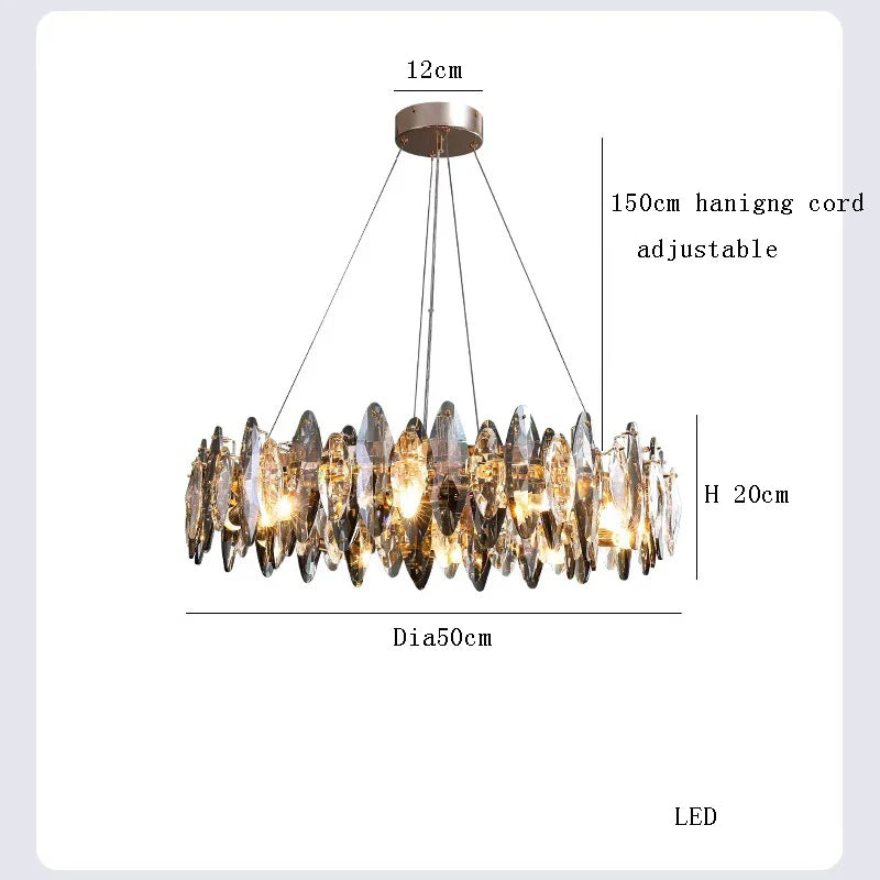 Afralia™ Crystal LED Chandelier: Modern Luxury Indoor Hanging Lamp, Living Room Decor