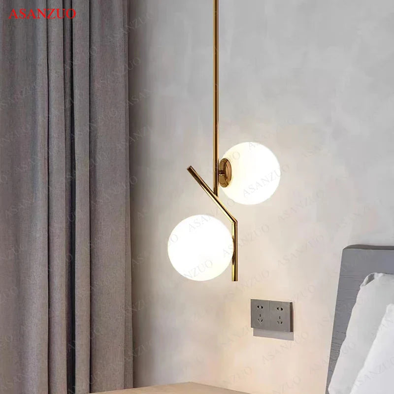 LED Glass Pendant Lamp by Afralia™ - Bedroom Reading Light Fixture