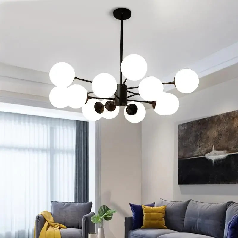 Afralia™ Glass Ball Pendant Lights Modern Nordic Chandelier LED Living Room Decor