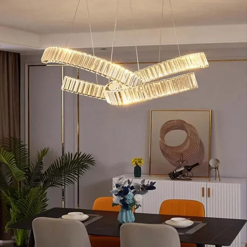 Afralia™ Gold Crystal LED Chandeliers for Home Living Dining Room Lighting