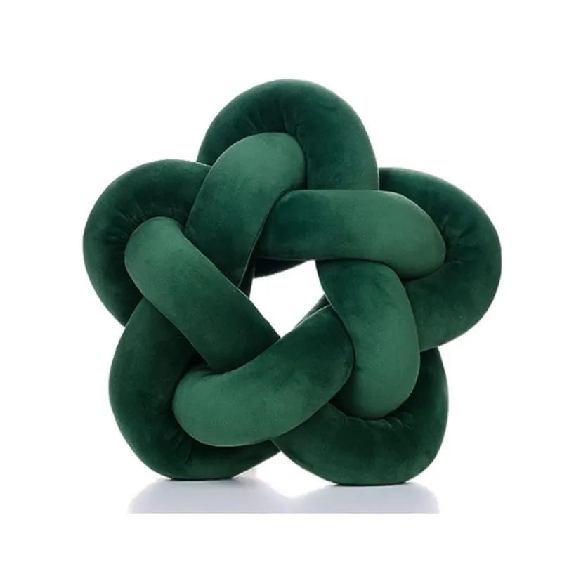 Afralia™ Green Star Knotted Lumbar Cushion - Handmade Stuffed Throw Pillow