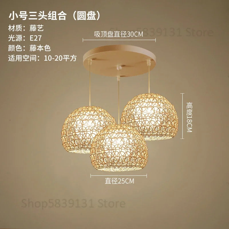 Afralia™ Hand Woven Rattan Pendant Lights Chandelier Bamboo Modern Living Room Decor