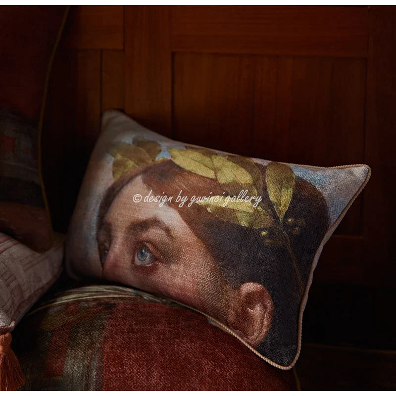Afralia™ Angel Eyes Lumbar Pillow Cover - Greek Art Inspired Luxury Home Decor