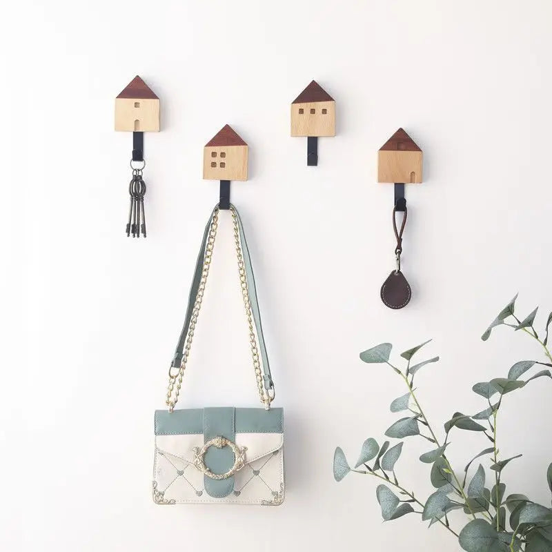 Afralia™ Nordic Wood Clothes Hook Wall Mounted Entryway Bedroom Decoration