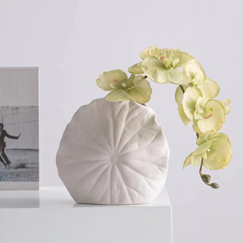 Afralia™ Lotus Leaf Ceramic Vase for Floral Arrangement and Room Decoration