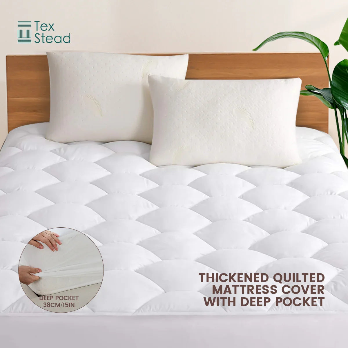 Afralia™ Hexagon Mattress Pad: Ultra Soft Deep Pocket Quilted Topper Cover.