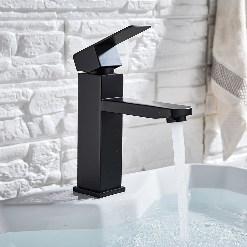 Afralia™ Matte Black Brass Bathroom Faucet Deck Mounted Basin Mixer Tap