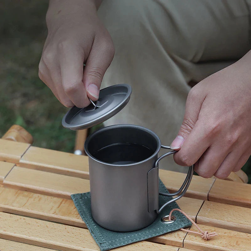 Afralia™ Titanium Cup: Original Breakfast & Camping Mug with Lid - Premium Quality Tea, Coffee, Beer Ware