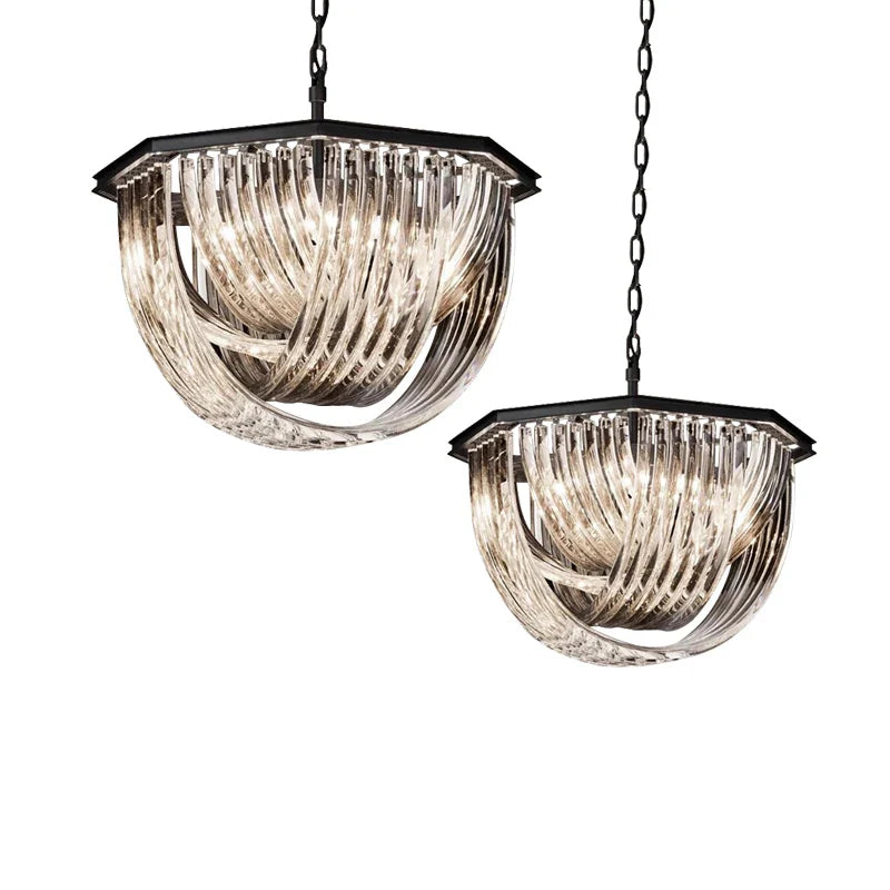 Afralia™ Black Stainless Steel Crystal Glass Ceiling Chandelier - LED Dimmable Luxury Nordic Light