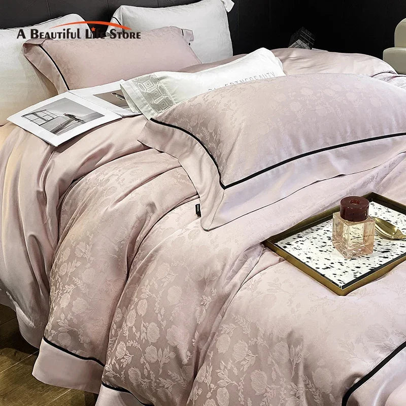 Afralia™ Soft Jacquard Lyocell Bedding Set, 800TC, Silky & Breathable, Natural, Skin Friendly