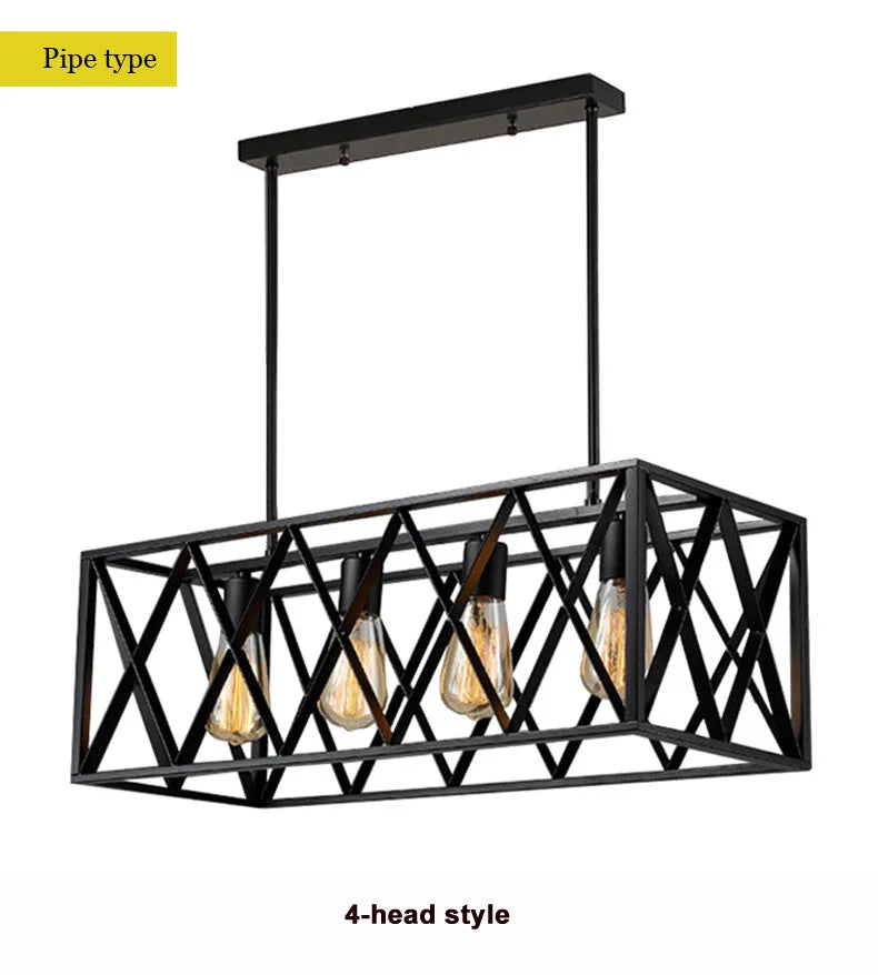 Afralia™ Industrial Chandelier Retro Loft Bar Restaurant Pendant Lamp Ceiling Lamp