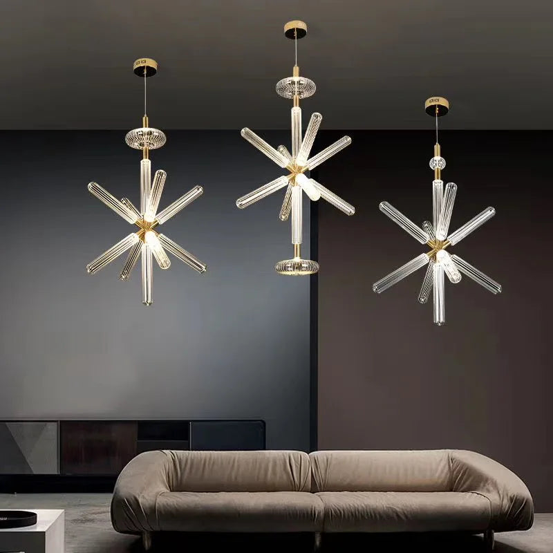 Afralia™ Glass Tubes LED Chandelier: Modern Luxury for Living Room, Bedroom, Hotel & Aisle