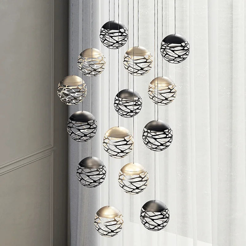 Afralia™ Modern Iron Ball Chandelier for Restaurant Living Room Bar Corridor Villa Project