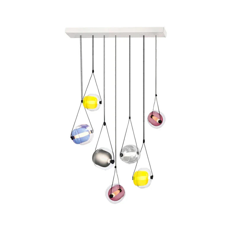 Afralia™ Multicolor Glass Globe Pendant Light for Stylish Bedroom Decor