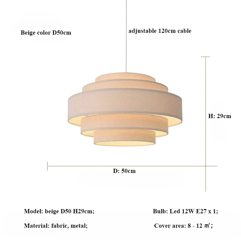 Afralia™ Minimalist Fabric Pendant Chandelier for Bedroom and Bar - LED Ceiling Lamp