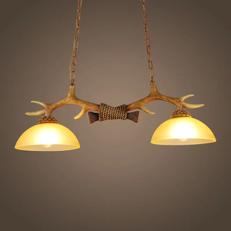 Afralia™ Retro Antlers Chandelier: Resin Restaurant and Cafe LED Lighting Fixture