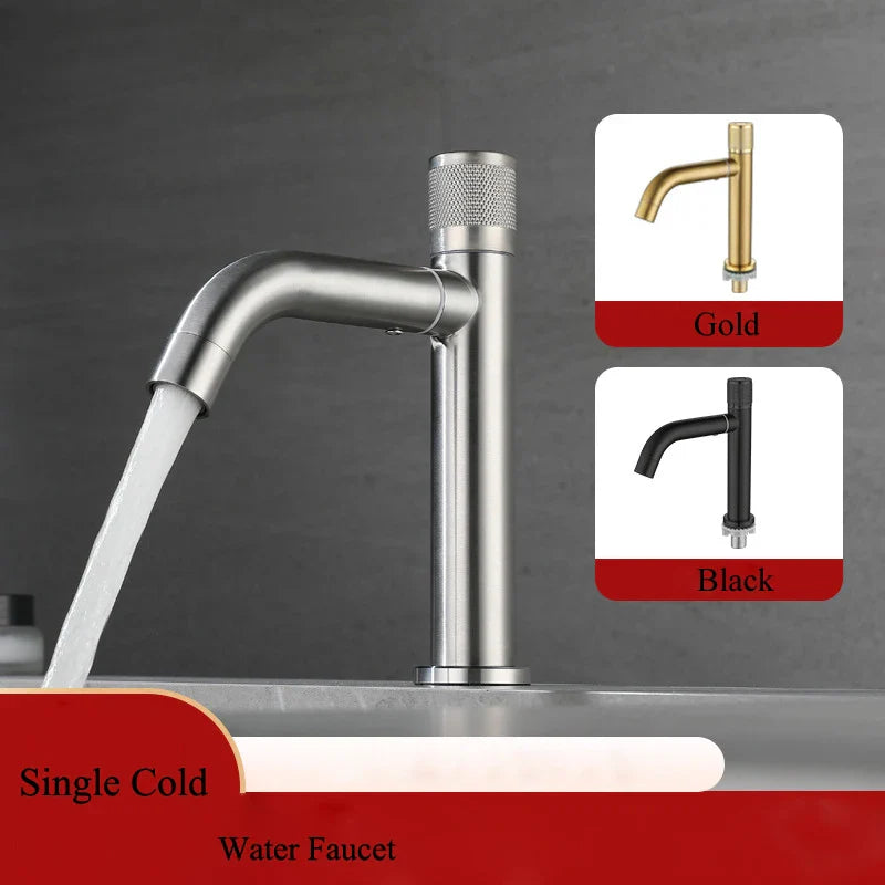 Afralia™ Stainless Steel Bathroom Faucet Single Handle Rotate 360° Basin Tap