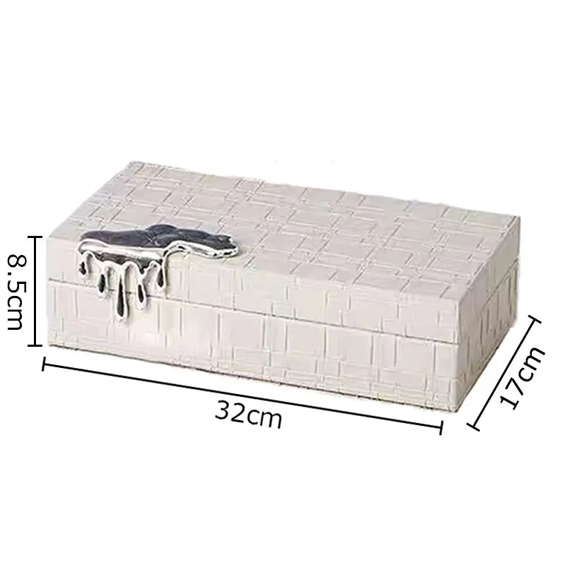 Afralia™ Gold-plated Woven Leather Jewelry Box: Exquisite Storage Jar for Dresser and Desk