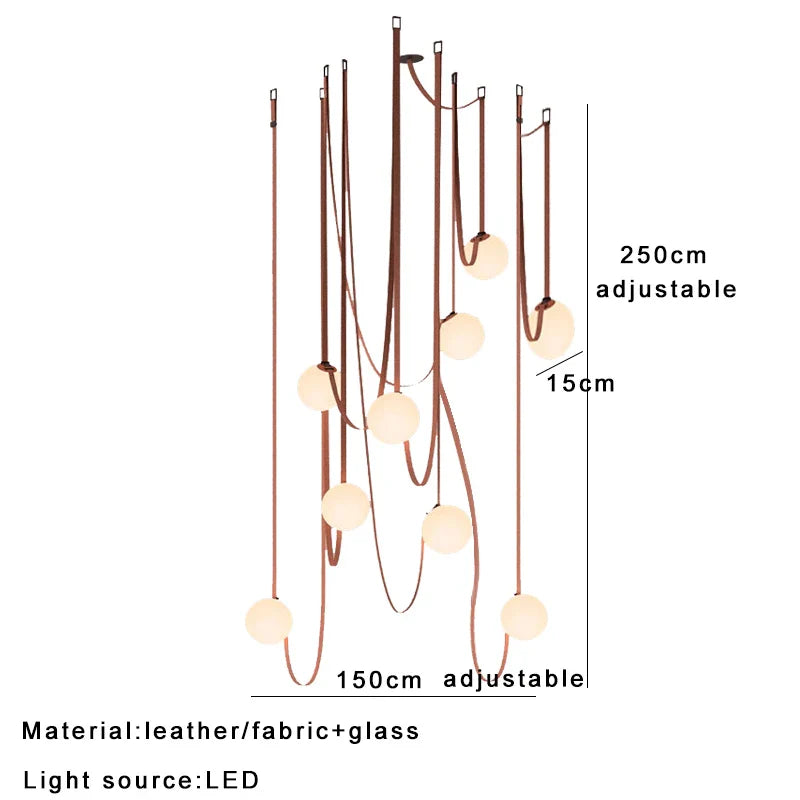 Afralia™ Modern Glass Fabric Ceiling Chandelier - DIY Installation Strip Light Fixture