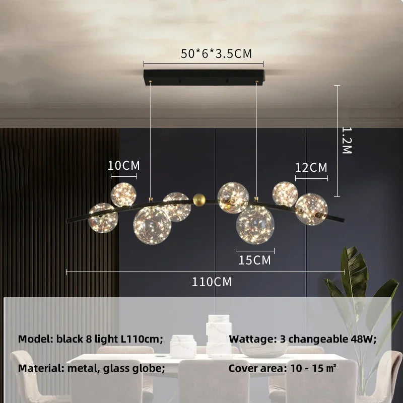 Afralia™ Modern Dimmable Metal Pendant Lights with Glass Globe for Dining Room & Bar