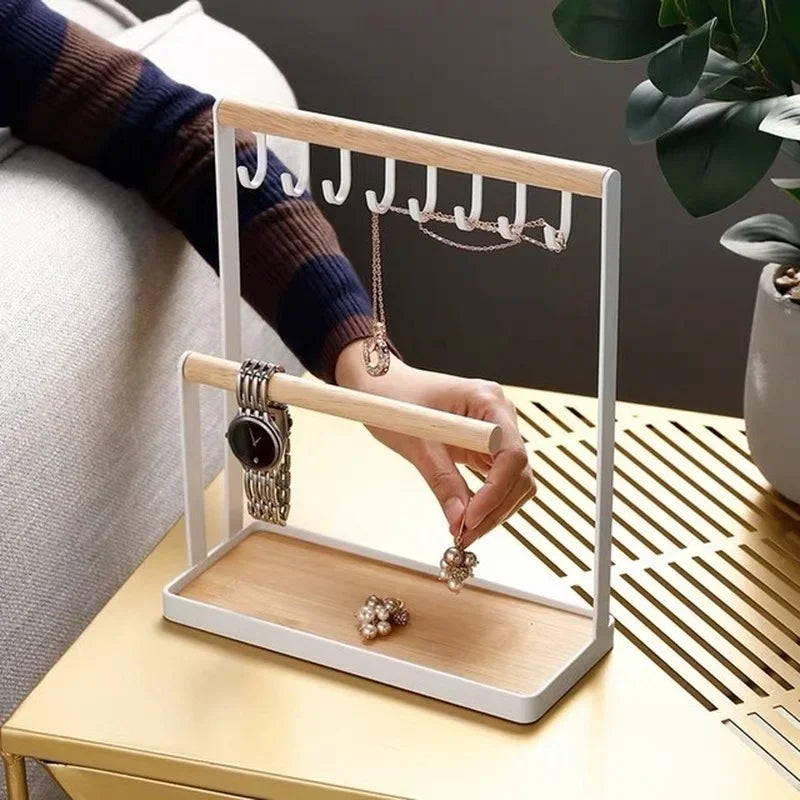 Afralia™ Metal Jewelry Organizer Stand for Necklaces, Earrings, Rings, Watches, and more