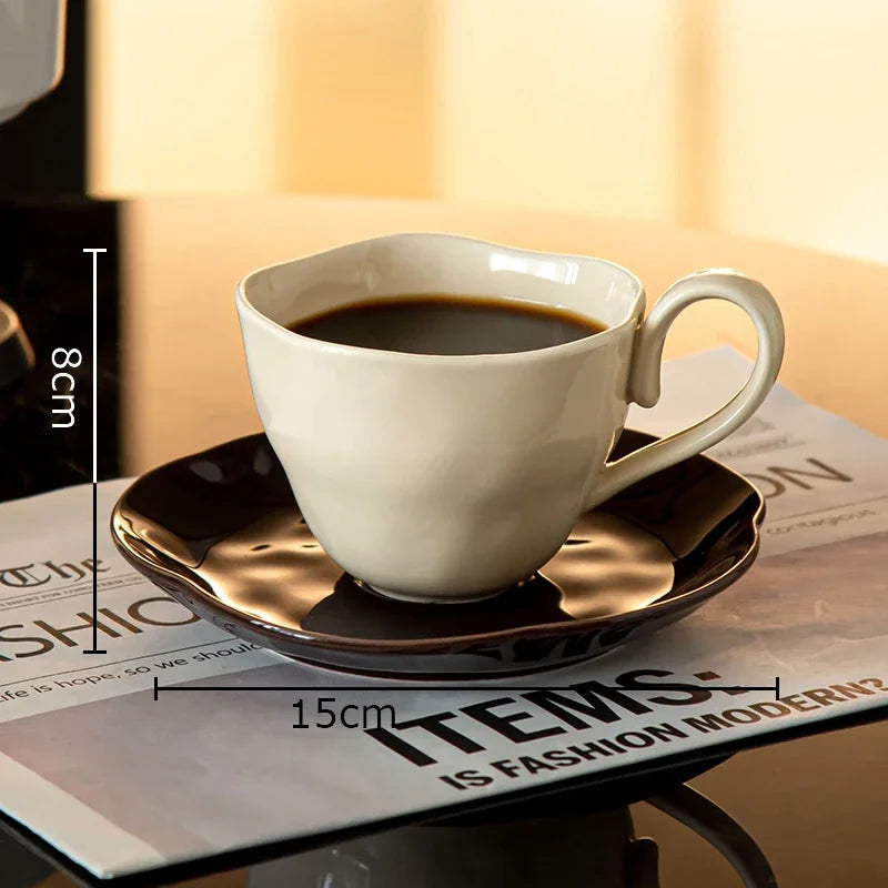 Afralia™ Flower Saucer Ceramic Tea Coffee Cup Set: Elegant Dining Table Drinkware