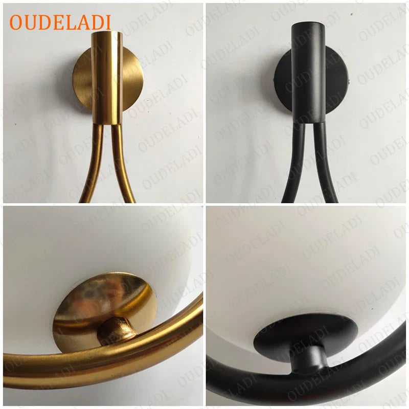 Afralia™ Nordic Metal Wall Lamp Glass Model Minimalist Bedroom Light