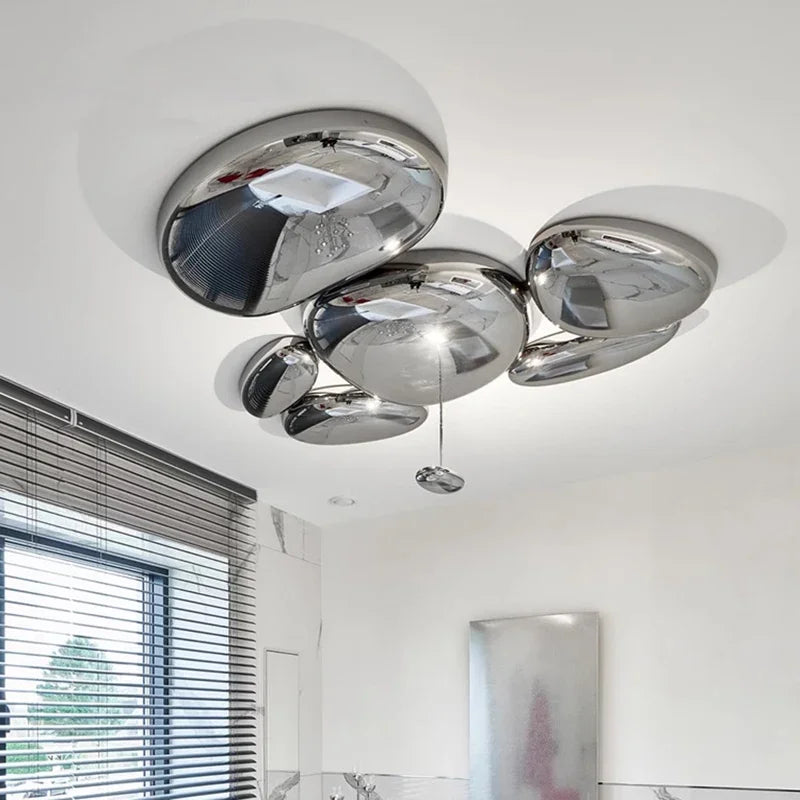 Afralia™ Chrome LED Ceiling Lamp for Home Decoration, Living Room, Dining Room, Bedroom, Cafe