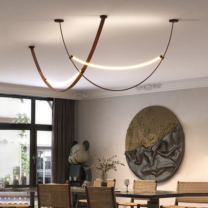 Afralia™ Leather Chandelier: Minimalist Nordic LED Pendant Lamp for Living Room, Dining Room & Bedroom
