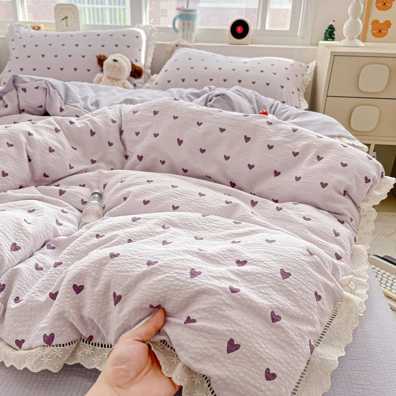 Afralia™ Hollow Lace Summer Quilt Set - Skin-Friendly Duvet Cover Kit - Flower Print Bedding