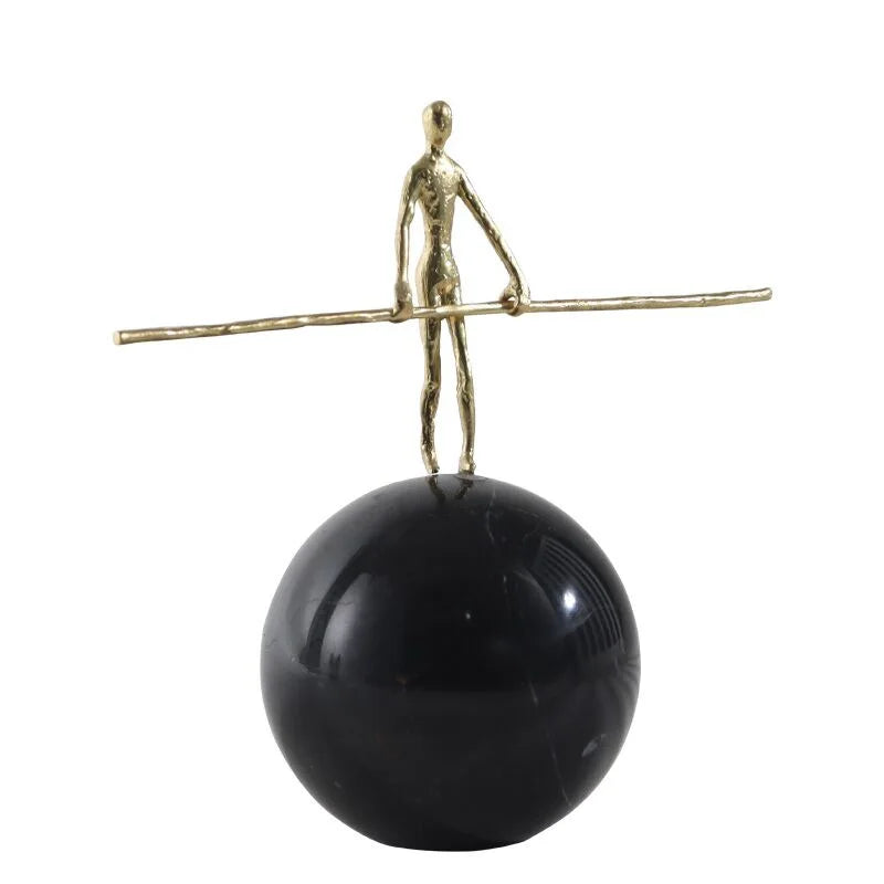 Afralia™ Golden Metal Abstract Figure Sculpture Home Decor CraftǀCreative Figurine Ornament